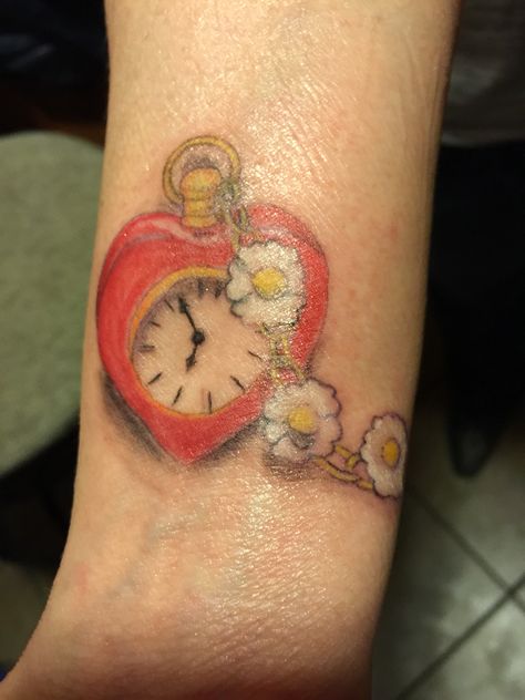 Wizard of Oz -Tin Man's Heart Heart Clock Tattoos For Women, Clock Tattoos For Women, Heart Clock Tattoo Design, Heart Clock Tattoo, Pocket Watch Tattoo Design, Clock Tattoos, Oz Tattoo, Heart Clock, Queen Of Hearts Tattoo