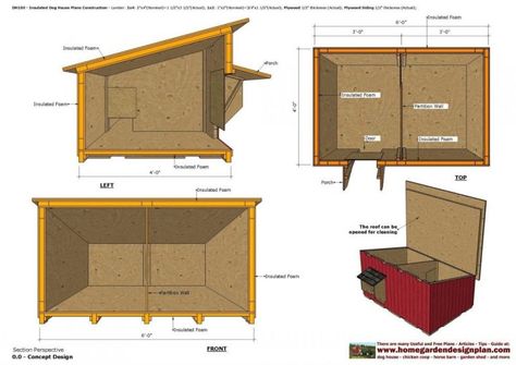 Cold Weather Dog House Plans | BradsHomeFurnishings Dog House Plans Insulated, Insulated Dog House Plans, Dog House Diy Outdoor, Dog House Design, Heated Dog House, Double Dog House, Large Dog House Plans, Winter Dog House, Dog House Plan