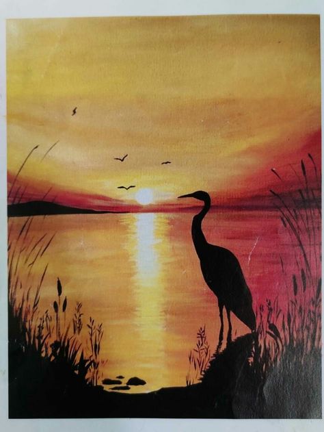 Sunset Reference Drawing, Oil Pastel Art Easy Sunset, Sunset Oil Pastel, Easy Still Life Drawing, Oil Pastel Landscape, Elephant Coloring, Elephant Colour, Louisiana Art, Pastel Sunset