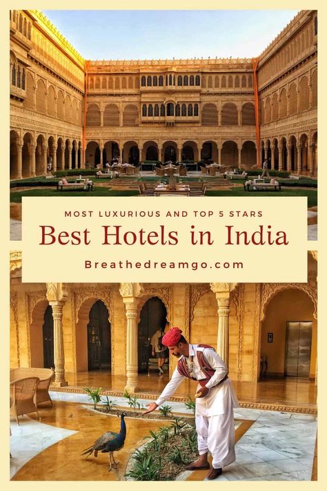 India is full of luxurious hotels. Here are some of the best hotels in India, includes heritage hotels in Jaipur, 5 star hotels in Delhi & wildlife lodges. Jaipur Hotels, Rajasthan Culture, Travel Dairies, India Aesthetic, Delhi Hotel, Weather In India, India Travel Places, India Travel Guide, Heritage Hotel