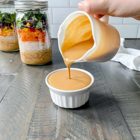 Thai Cashew Dressing (peanut sauce substitute) - Pass The Sprouts Thai Cashew Sauce, Cashew Dressing, Thai Glass Noodle Salad, Green Apple Salad, Asian Pasta Salads, Glass Noodle Salad, Korean Sweet Potato, Vegan Sauce Recipes, Cashew Sauce