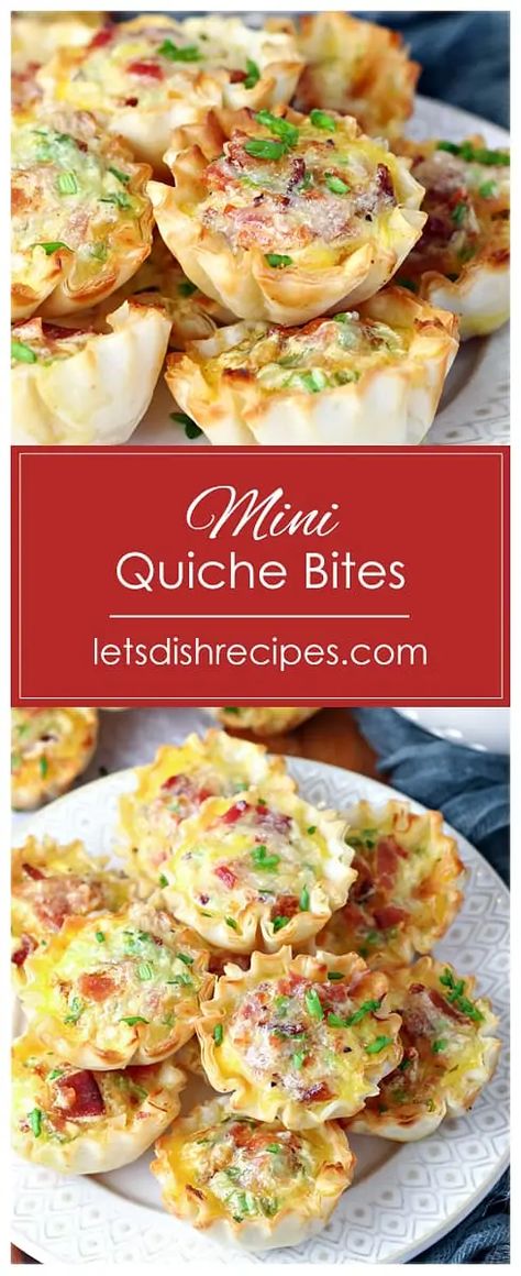 Ham And Swiss Mini Quiche, Mini Phyllo Cup Quiche, Quiche Pastry Cups, Brunch Quiche Mini, Wonton Quiche Cups, Breakfast Phyllo Cups, Mini Breakfast Keish, Quiche In Phyllo Cups, Phyllo Egg Cups