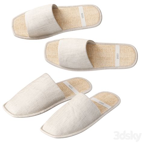 Linen slippers Zara Home - Footwear - 3D model Zara Home Slippers, Linen Slippers, Home Slippers, Casual Clothes, Slipper Shoes, Zara Home, In 3d, Slippers, Nursery