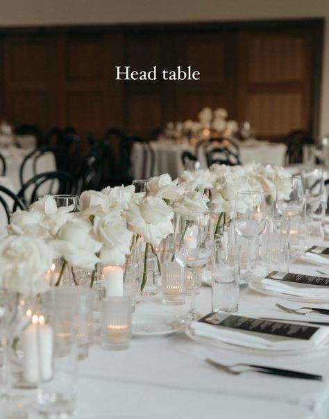 White Rose Centerpieces, Floating Candle Centerpieces Wedding, Neutral Wedding Decor, Floating Candles Wedding, Courthouse Wedding Photos, Floating Candle Centerpieces, Head Table Wedding, Simple Wedding Centerpieces, Simple Wedding Decorations