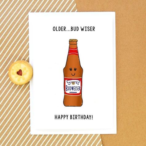 Beer Birthday Cards, Happy Birthday Beer, Birthday Puns, Punny Cards, Beer Birthday, Birthday Wishes Funny, Funny Beer, Birthday Quotes Funny, Bday Cards