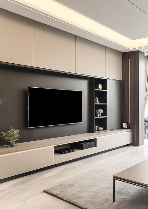 Modern Luxury Tv Wall, Modular Tv Unit, Recessed Tv, Built In Tv Unit, Built In Tv Wall Unit, Contemporary Tv Units, Tv Cabinet Design Modern, Built In Wall Units, Tv Fal