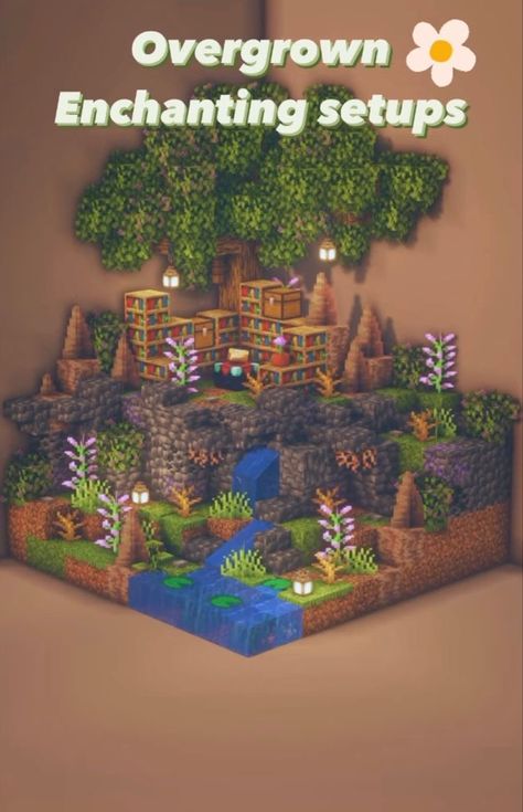 Minecraft Enchantment Room Ideas Outside, Cottagecore Fence Minecraft, Jungle Build Minecraft, Minecraft Waystones Ideas, Lush Minecraft Builds, Sky House Minecraft, Minecraft Farm Decoration, Minecraft Copper Roof, Howls Moving Castle Minecraft