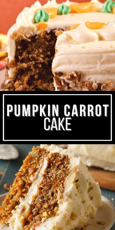 Pumpkin Carrot Cake is the dessert that you did not know that you needed. It is a super moist and tender cake that is easy to make and perfect for almost any occasion and any time of the year. Trulucks Carrot Cake Recipe, World's Best Carrot Cake Recipe, Perfect Carrot Cake, Carrot Cake Recipe Homemade, Carrot Cake Recipe Easy, Cake Portions, Moist Carrot Cakes, Easy Carrot Cake, Best Carrot Cake