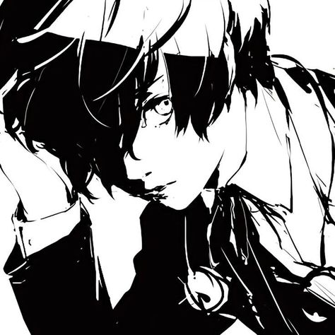 Persona 5 Black And White, Persona 3 Aesthetic, Persona 3 Icons, Persona 3 Pfp, Persona 3 Manga, Makoto Yuki Icon, Makoto Persona 3, Persona Icon, Persona Pfp