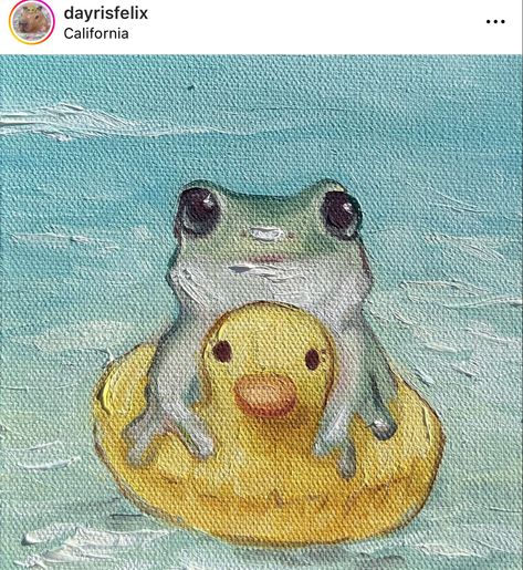 Savio Falcone, Coquette Animals, Whimsical Creatures, Animals Painting, Cute Canvas, Cute Paintings, Arte Inspo, Dessin Adorable, Cute Frogs