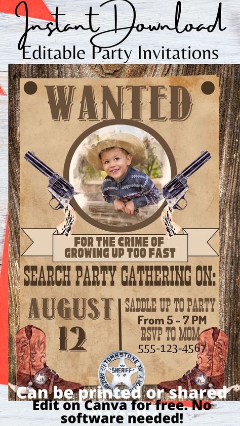 Country Birthday Invitations, Cowboy Birthday Party Invitations, Cowboy Party Invitations, Cowboy Invitations Birthday, Western Invitations, Cowboy Invitations, Birthday Party Invitations Free, 25th Anniversary Party, Western Birthday Party