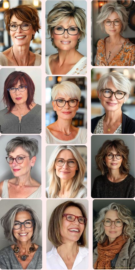 Explore a collection of more than 35 stunning hairstyles suitable for women over the age of 50 who wear glasses. From stylish short cuts to graceful long styles, as well as bangs that complement your features and edgy short spiky looks, discover a range of elegant and trendy options to elevate your appearance. These hairdos are ideal for adding a touch of sophistication and personality to your overall look. #HairstylesForWomenOver50 #ShortHair #ElegantStyles #FlatteringLooks Bangs Cut, Elegant Short Hair, Stylish Short Hair, Easy Hair Updos, Stunning Hairstyles, Hairstyles For Women Over 50, Hair With Bangs, Short Hair With Bangs, Easy Hair