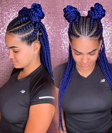 Blue Goddess Braids, 18th Birthday Hairstyles, Vacation Braids, Braids With Bangs, Braids Thick, Blue Braids, Braids With Color, Mommy Hairstyles, Braids Styling