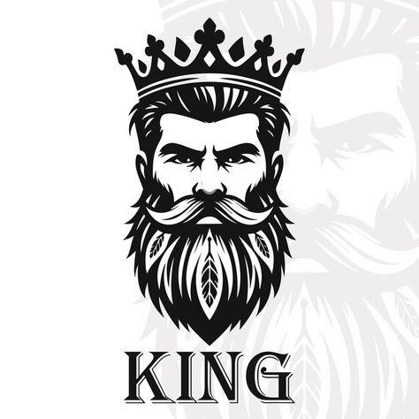 King crown | Premium Vector #Freepik #vector #beard #bearded #logo-design #business-logo Royal King Logo, King Logo Png Black Background, King Logo Black Background, Barber King, Beard Logo Design, Beard King, Beard Logo, Kings Crown, King Logo