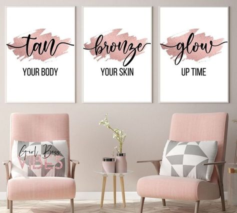 Tanning Salon Decor, Spray Tan Room, Tanning Room, Salon Wall Art, Printable Wall Art Quotes, Salon Signs, Tanning Salon, Salon Interior Design, Gym Decor