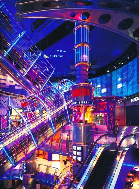 Y2k Aesthetic Institute, Indoor Park, Motif Art Deco, Cyberpunk City, Arte Cyberpunk, Vaporwave Aesthetic, Neon Aesthetic, Weird Dreams, Futuristic City