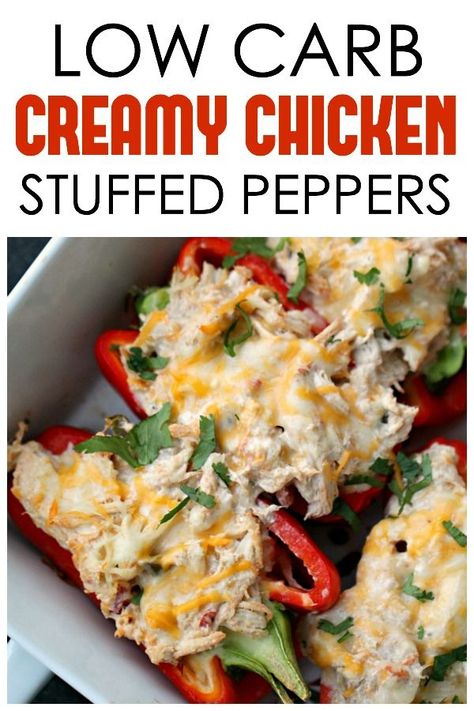 Low Carb Creamy Chicken, Boiled Egg Diet Plan, Chicken Stuffed, Low Carb Diets, Keto Foods, Chicken Stuffed Peppers, Diet Vegetarian, Low Carb Dinner, Peppers Recipes