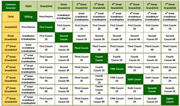 This family history chart explains 2nd cousins, 1st cousins once removed etc Cousin Chart, Family Relationship Chart, Family History Projects, Genealogy Scrapbooking, Relationship Chart, Irish Genealogy, Genealogy Websites, Ancestry Family Tree, Genealogy Forms