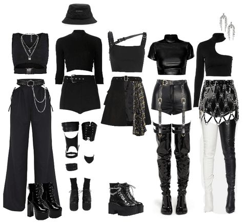 Kpop Fashion Outfits Stage, Coachella Inspired Outfits, Turtleneck Crop Top, Outfit Kpop, E Girl Outfits, Black Leather Shorts, Preformance Outfits, Dinner Outfits, Black Turtleneck