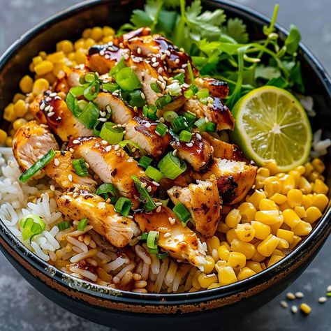 Street Corn Chicken Rice Bowl Recipe Street Corn Chicken Rice Bowl Recipes Quickie, Mexican Street Corn Bowl Recipe, Chicken Banh Mi Bowl, Build Your Own Rice Bowl, Chicken Street Corn Rice Bowl, Buffalo Chicken Rice Bowls Skinnytaste, Healthy Dinner Recipes With Corn, Chicken Mexican Street Corn Bowl, Chicken Corn Rice Bowl