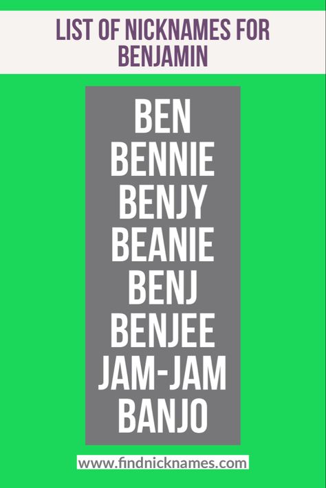 Do you need nicknames for a son, friend or boyfriend named Benjamin? Check our list of cool nicknames for Benjamin | Nicknames for Benjamin Nickname List, Cool Nicknames, Jacob And Rachel, Baby Nicknames, Badass Names, Funny Nicknames, Sons Of Jacob, Names For Boyfriend, Unisex Baby Names