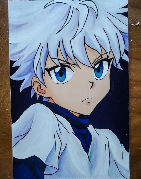 Killua Painting Canvas, Killua Painting, Hunter X Hunter Painting, Markers Drawing Architecture, Anime Canvas Painting, Manga Watercolor, Dream Drawing, Markers Drawing, Anime Painting