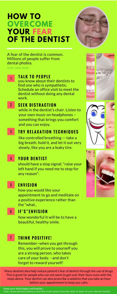 A fear of the dentist is common. Millions of people suffer from dental phobia. Study show numbers as high as 25% of the population of North America suffers from fear of the dentist. Most people who find out that they are not alone are shocked to see how common this phobia really is.   #gentledentistnear90201 #dentalanxiety #dentalfear #dentalphobia #fearofthedentist Fear Of Dentist, Dental Phobia, Treat Burns, Health Infographics, Dental Tips, Dental Posters, Liver Issues, Natural Mask, The Dentist