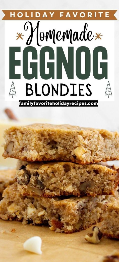 Eggnog Squares, Eggnog Blondies, Eggnog Brownies, Christmas Blondies, Make Eggnog, How To Make Eggnog, Christmas Cookie Tray, Easy Christmas Dessert, Eggnog Dessert