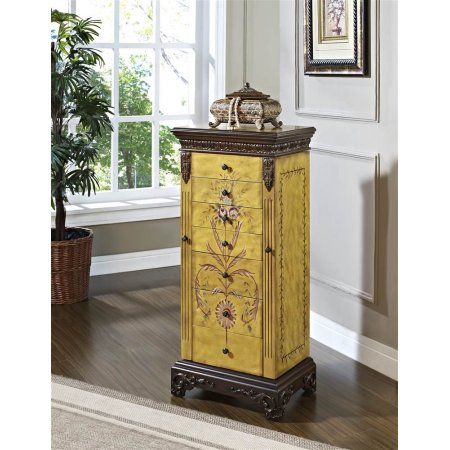 Masterpiece Hand-Painted Jewelry Armoire, Antique Parchment, Gold Painted Jewelry Armoire, Powell Furniture, Bedroom Cabinets, Value City Furniture, Jewelry Cabinet, Painted Jewelry, Hand Painted Jewelry, Jewelry Armoire, Reclining Sectional