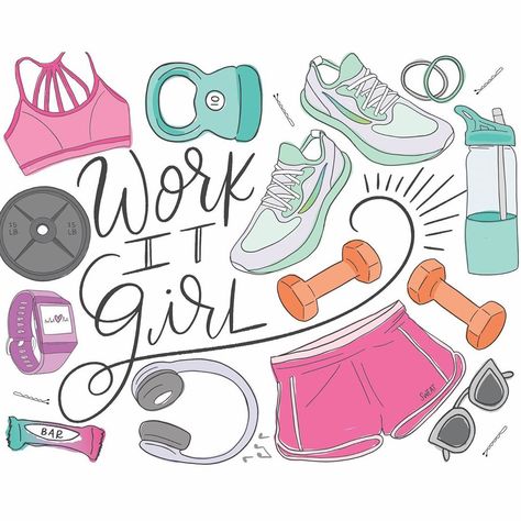 Fitness Board Ideas, Fitness Cover Photo, Workout Stickers Printable, Workout Doodles, Workout Drawings, Health Widget, Fitness Journal Cover, Fitness Doodles, Exercise Printables