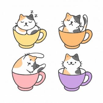 Cute cat in a cup of tea hand drawn cartoon collection Drinking Tea Drawing, Cat Drinking Tea, Teacup Drawing, Tea Drawing, Tea Cup Drawing, Plant Lamp, Cats Books, Teacup Cats, Mini Toile