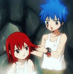 Erza Scarlet, Jellal Fernandes, hair, gif, cute, kids, cuffs, prisoners; Fairy Tail Erza Et Jellal, Fairy Tail Jellal, Erza Scarlett, Fairy Tail Erza Scarlet, Jellal And Erza, Fairy Tail Photos, Fairy Tail Guild, Fairy Tail Couples, Dog Icon