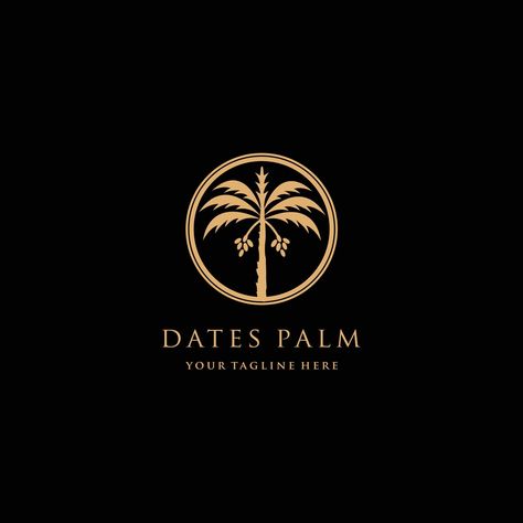 Dates palm luxury gold color logo design Date Palm Logo, Palm Leaf Logo, Color Logo Design, Date Palm, Islamic Calligraphy Painting, Palm Jumeirah, Leaf Logo, Calligraphy Painting, Geometric Logo