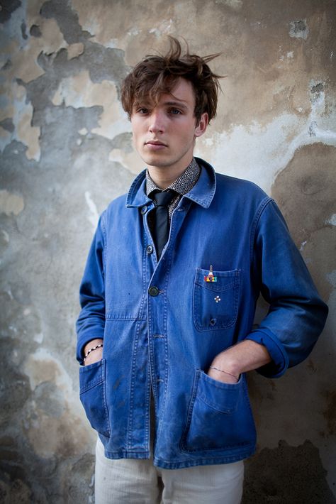 Work Shirt Outfit, Americana Fashion Men, Outdoorsmen Style, French Workwear, Blue Jean Outfits, Worker Jacket, Preppy Men, Men Stylish Dress, Vintage Mens Fashion