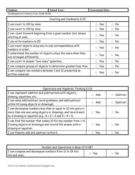 Common Core Math Classroom | ... Kindergarten & First Grade Common Core Math Checklist! Liebster Award 1st Grade Math Skills Checklist, First Grade Readiness Checklist, Common Core Math Kindergarten, Ready For First Grade, Kindergarten Goals, First Grade Curriculum, Kindergarten Assessment, Kindergarten Skills, Kindergarten Readiness