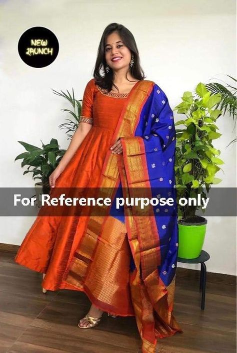 Pattu Chudithar Designs, Paithani Dress Designs For Women, Pattu Kurthi Designs, Paithani Anarkali Dress, Paithani Saree Dress Design Ideas, Pattu Anarkali Dress Designs, Pattu Kurta Designs For Women, Paithani Kurti Design, Pattu Anarkali Dress