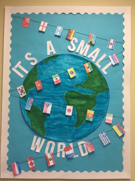 Traveling theme bulletin board.                                                                                                                                                                                 More Geography Drawings, Geography Infographic, Aesthetic Geography, Geography Quotes, Geography Aesthetic, Cork Board Ideas, World Bulletin Board, Multicultural Classroom, Geography Notes