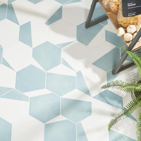 Artmore Tile Modern Hex Pop Turquoise 7.79 in. x 8.98 in. Matte Porcelain Floor and Wall Tile (16 Pieces 6.03 Sq. Ft. per Case) in the Tile department at Lowes.com Porcelain Hexagon Tile, Cleaning Tile Floors, Matte Porcelain Tile, Matte Tile, Ivy Hill Tile, Encaustic Tile, Porcelain Floor, Hexagon Tiles, Accent Tile