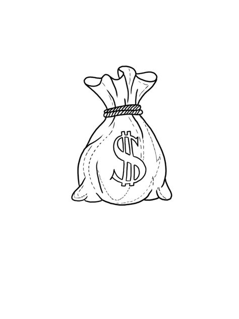 Money Bag Drawing Tattoo, Money Bag Outline, Moneybag Tattoos Stencil, Money Bag Stencil, Money Bag Tattoo Stencil, Money Tattoo Stencil, Money Bag Tattoo Design, Money Tattoo Ideas, Money Tattoo Designs