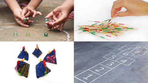 Kampong games (including Five Stones) Old Fashioned Games For Kids, Old School Games, Old Indian Childhood Games, Old School Arcade Games, Nostalgic Board Games, Cool Games To Play, School Games, Memory Lane, Fun Games