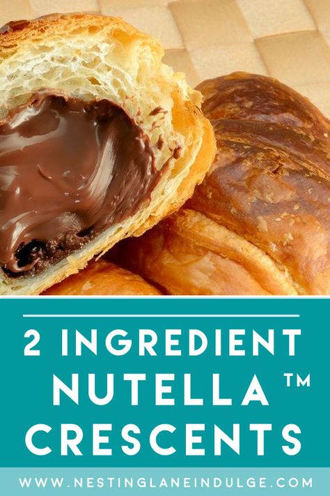 2 Ingredient NUTELLA Crescent Rolls Recipe. A quick and easy breakfast or dessert recipe the whole family will love! If you like Nutella, you will love this recipe! Ready in 20 minutes. You will love the melty chocolate-hazelnut goodness! Crescent Roll Nutella Recipes, Crissonts Recipe, Nutella Crescent Rolls, Crescent Rolls Recipe, Christmas Brunch Recipes, Crescent Roll Recipes, Chocolate Hazelnut Spread, Nutella Recipes, Chocolate Nutella