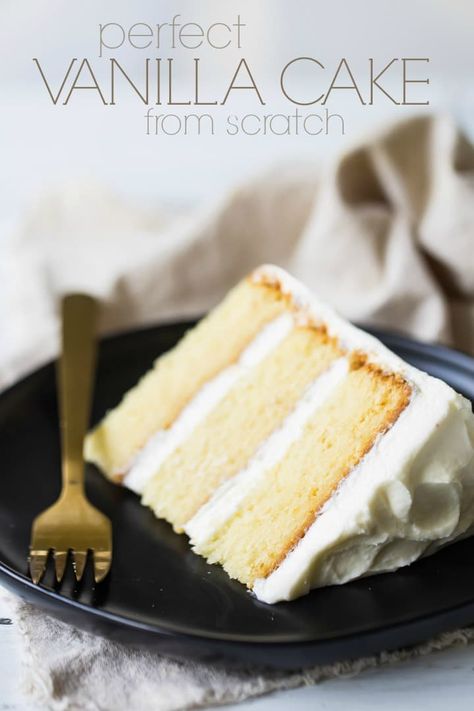 Perfect Vanilla Cake Recipe, Vanilla Cake From Scratch, Perfect Vanilla Cake, Homemade White Cakes, Best Vanilla Cake Recipe, Easy Vanilla Cake, Easy Vanilla Cake Recipe, Moist Vanilla Cake, White Cake Recipe