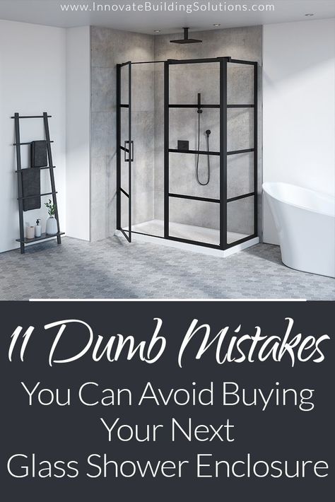 11 Dumb Mistakes You Can Avoid Buying Your Next Glass Shower Enclosure - Innovate Building Solutions Blog - Home Remodeling, Design Ideas & Advice Obscure Glass Shower Doors, Black Framed Shower Door, Shower Doors Black, Rain Glass Shower Door, Corner Showers, Claw Tub, Glass Block Shower Wall, Shower Replacement, Shower Alcove