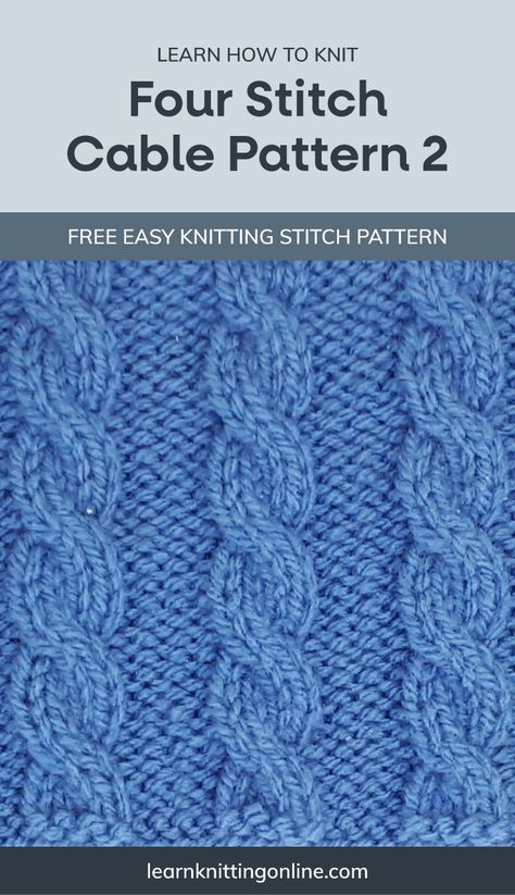 Knit Stitch Patterns Cables, Cable Stitch Pattern, Cable Stitch Knit, Ribbon Stitch, Knit Stitch Patterns Free, Learn Knitting, Knitting Space, Knit Afghan Patterns, Cable Knit Sweater Pattern