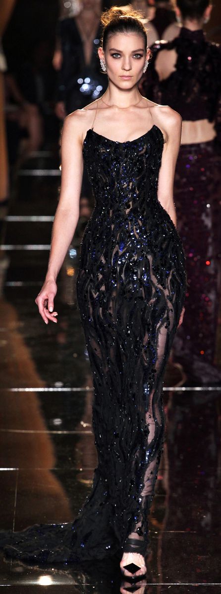 Versace Sequin Black Gown F/W 2013 Mode Glamour, Haute Couture Paris, Versace Fashion, Versace Couture, Fashion Gowns, Atelier Versace, Couture Runway, Gorgeous Gowns, Couture Collection