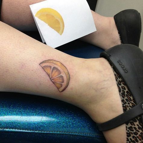 Lemon wedge tattoo Lemon Wedge Tattoo, Lemon Tattoo, Tatuaje A Color, Main Squeeze, Lemon Wedge, Lemon Slice, Tattoo Inspo, Enchanted Forest, Tattoos And Piercings