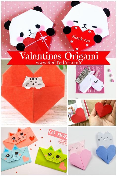 Cute Origami Gifts, Valentine Craft Kids Easy, Valentines Art For Kids, Valentines Origami, Valentines Day Crafts, Valentine Art Projects, Origami Projects, Red Ted Art, Origami Gifts