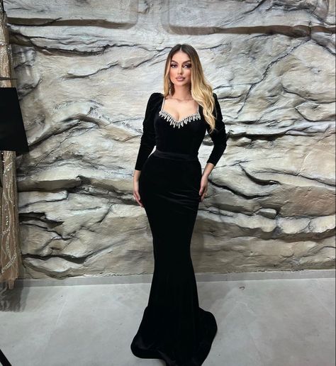 Black Mermaid Dress, Evening Dress Long, Lace Dress Classy, Black Mermaid, Evening Party Gowns, Chic Dress Classy, Long Sleeve Evening Dresses, Mermaid Evening Dresses, فستان سهرة