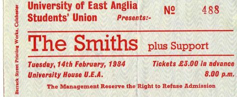 The Smiths Concert Ticket, The Smiths Laptop Wallpaper, The Smiths Stickers, The Smiths Poster, Laptop Art, This Charming Man, Norwich University, University Of East Anglia, College Poster