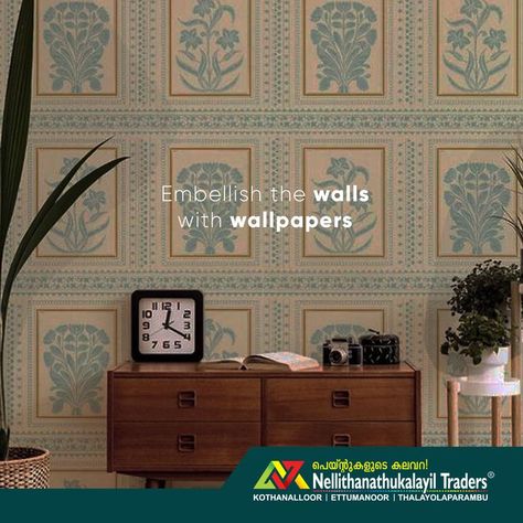 Want to add some beautiful design to your home? Then AsianPaints Nilaya wallpapers are the perfect option for you. Featuring: Absolute Elegance from the Magnificent South Collection by Nilaya Contact us for more details : Kothanalloor - 9746406032 Ettumanoor - 9072399552 Thalayolaparambu - 9605999553 www.nellithanathukalayil.com #Nilaya #WorldOfNilaya #AsianPaints Nilaya Wallpaper, Asian Paints, Beautiful Design, Embellishments, Gallery Wall, Wallpapers, Frame, Wall, Color